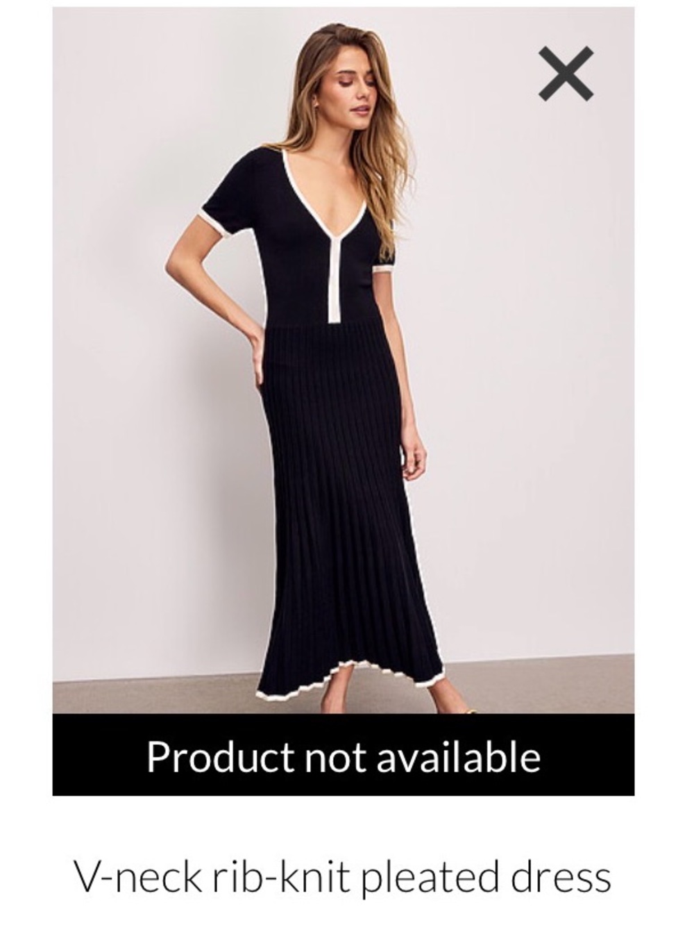ICON Black Rib-Knit Maxi Dress with White Trim